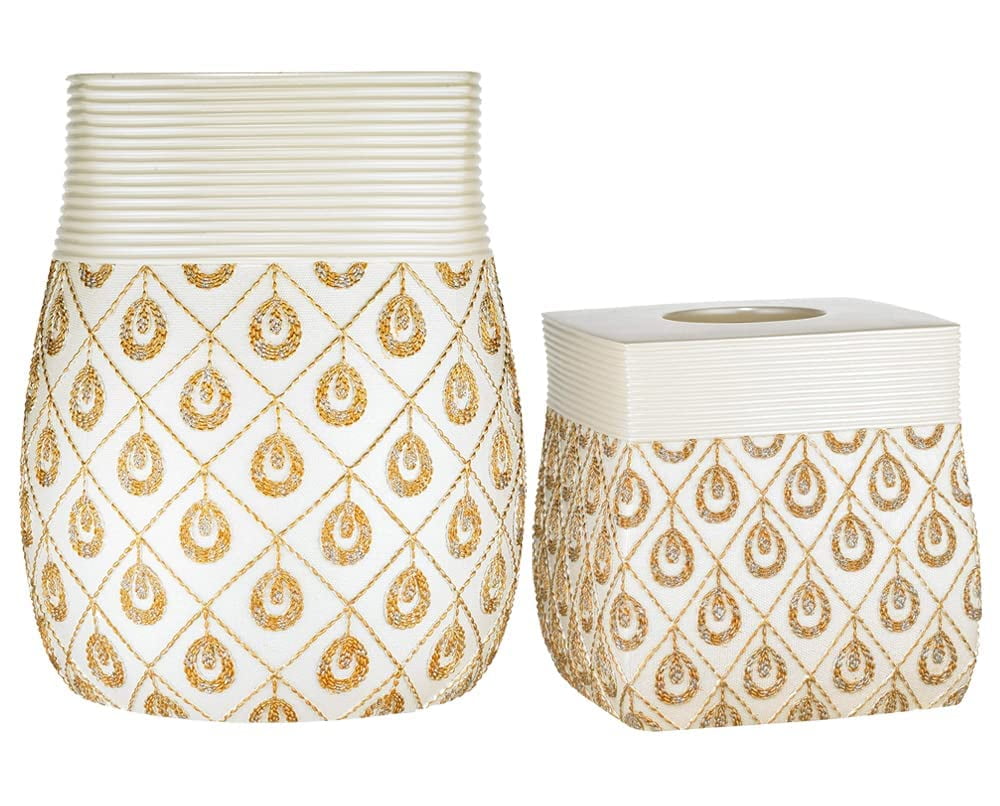 Zahari Home 2pc Seraphina Bathroom Set Waste Basket & Tissue Cover ...