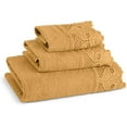 thumbnail image 1 of Zahari Home 3 Piece Laced Towel Set - Stylish Soft Plush Cotton Towels with Hand Towel & Washcloth - Highly Absorbent Towels for Bathroom, Gym, Hotel & Spa (Macramee Gold), 1 of 5