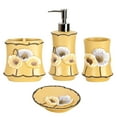 Zahari Home 4pc Poppy Fields Yellow Bathroom Accessories Set Hand Soap