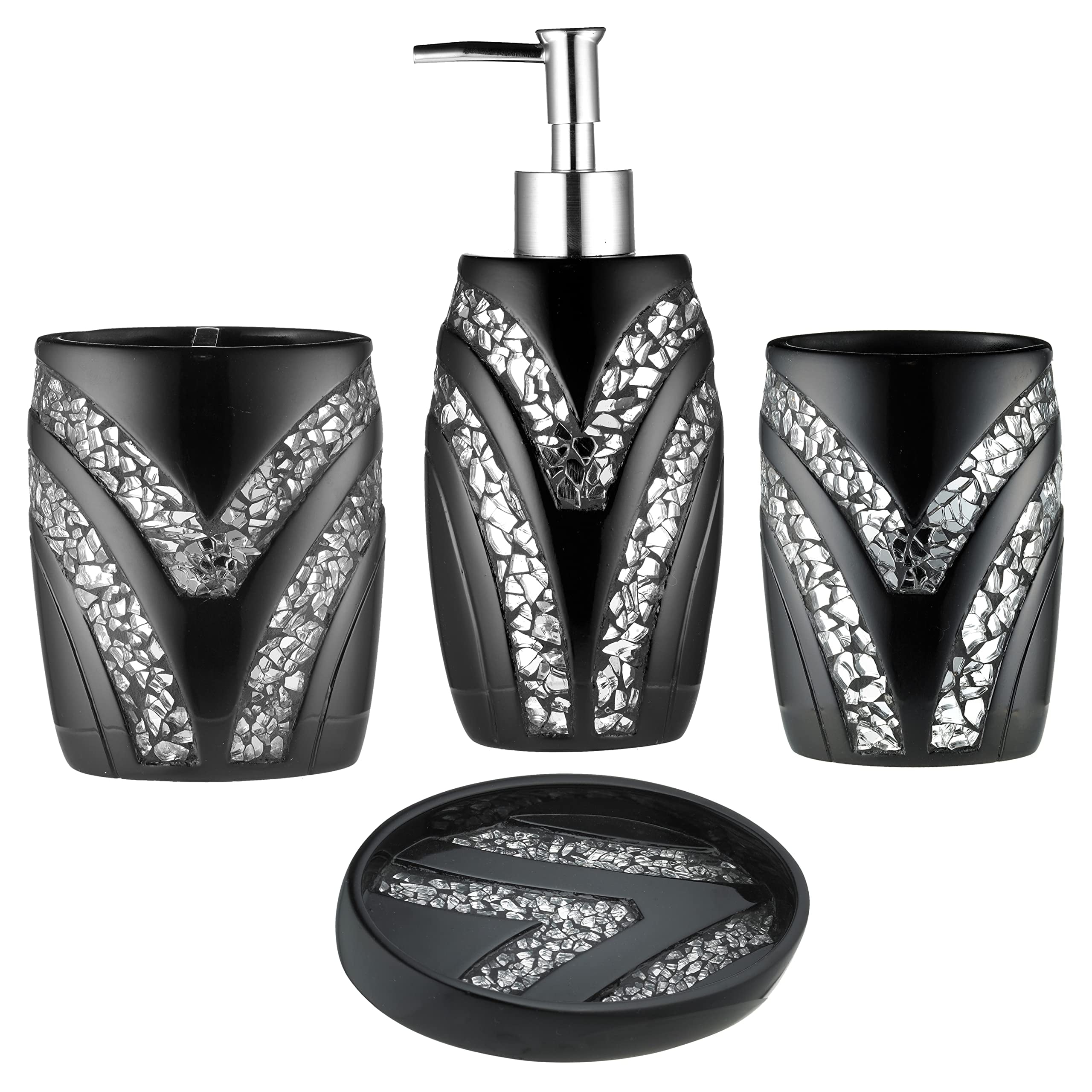 Zahari Home 4pc Sinatra Stylish Bathroom Accessories Set Black Soap ...
