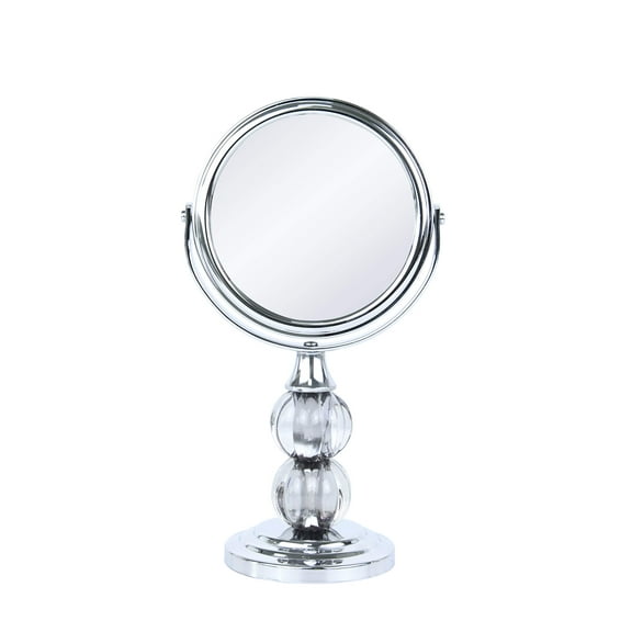 Zahari Home Aroma Small-Sized Chic Cute Mirror, 6.30 inch Height Mirror for Gift or Travel, Double Sided with Stand, 1X/3X Magnification, Grey