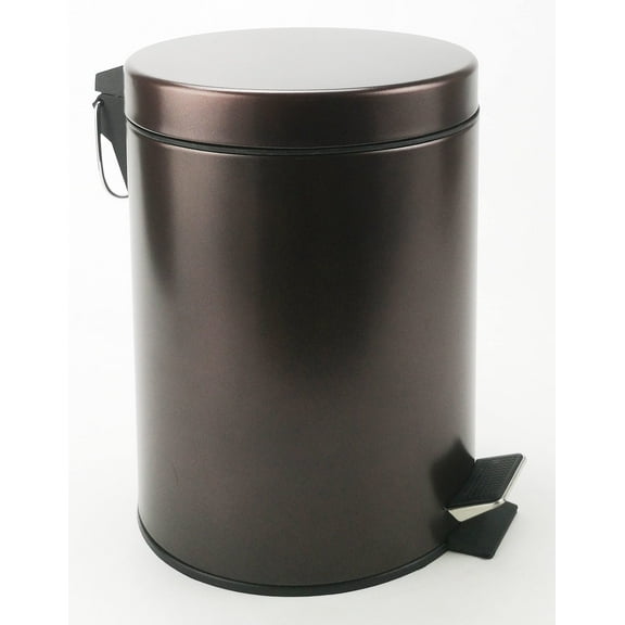 Zahari Home Mason Metal Step Can 5 Liters/ 1.3 Gallon Soft Close Wastebasket for Bathroom, Bedroom, Kitchen, Office - Includes Removable Liner Bucket, Bronze