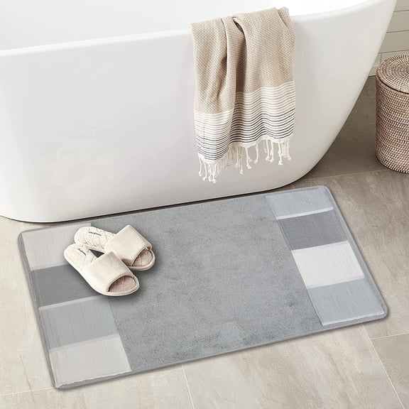 Zahari Home Modern Line Bathroom Rug - Luxury Bath Mat with Unique Western Design - Stylish Shower Mat for Beautiful Bathroom Decor - Non-Slip, Quick-Dry Bath Rug Set