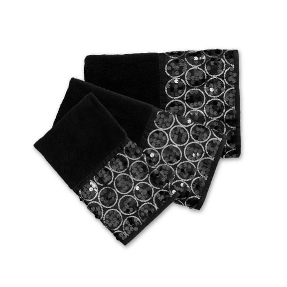 Zahari Home Sinatra 3 Piece Bathroom Towel Set Bath Towel Hand Towel Wash Cloth Absorbent, Black