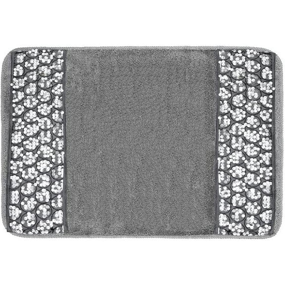 Zahari Home Sinatra Modern Bathroom Rug Classic Luxury Bath Rug Contemporary Decor Silver Bath Mat for Shower Unique Design Stylish Bathroom Rug Bath Shower Tub Decor Bling Silver