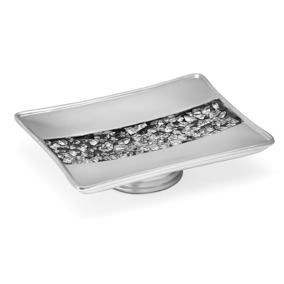 Zahari Home Sinatra Soap Dish Unique Design Stylish Bling Glass Mosaic Décor Soap Bar Holder, Silver