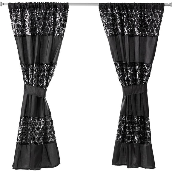 Zahari Home Sinatra Window Curtain Stylish Bathroom Window Curtain,36" x 54" Each, Set of 2, Black