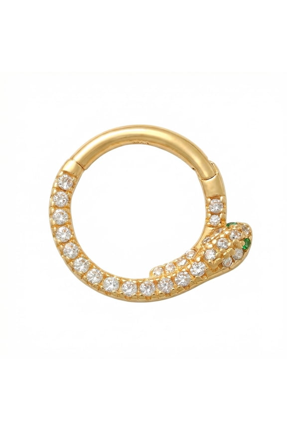 10K Gold Clicker Ring 14G 10mm with Cubic Zirconia
