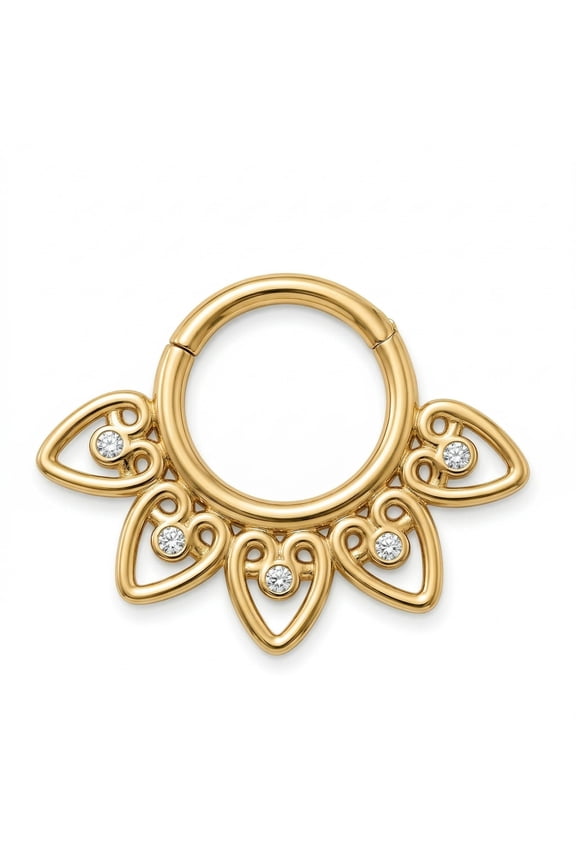 10K Gold Clicker Ring 16G 8mm with Cubic Zirconia
