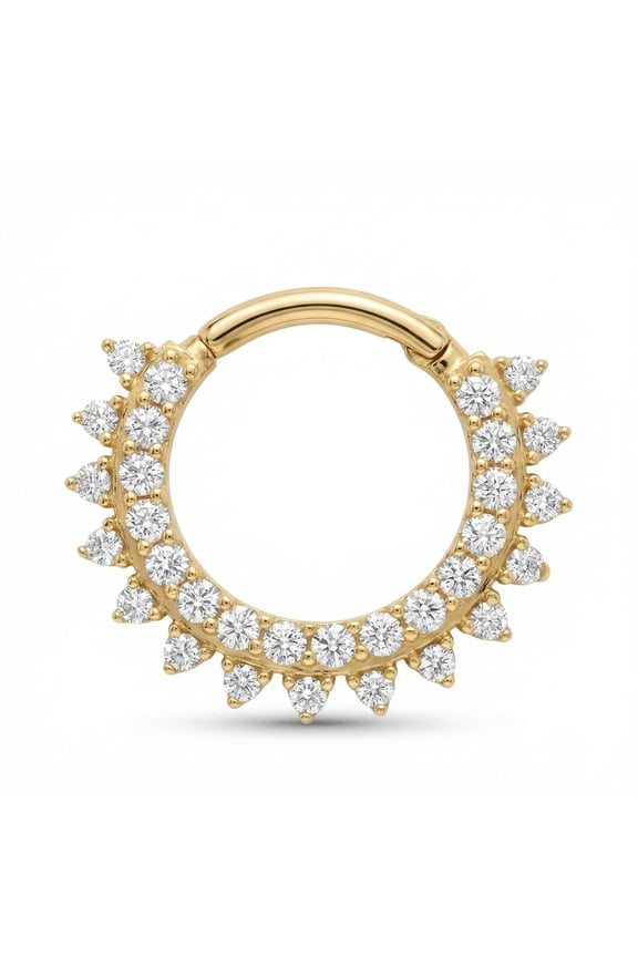 10K Gold Clicker Ring 18G 8mm with Cubic Zirconia