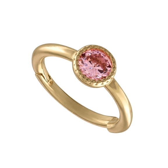 Zahav Jewelry 14K Solid Yellow Gold 18 Gauge 8mm Cartilage Clicker With 3mm Pink CZ Stone