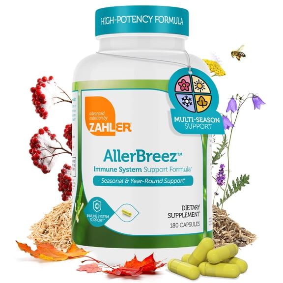 Zahler AllergBreeze Immune Support Capsules, Immunity Vitamins & Immune Booster, Advanced Seasonal & Year-Round Immune Formula, 180 Count