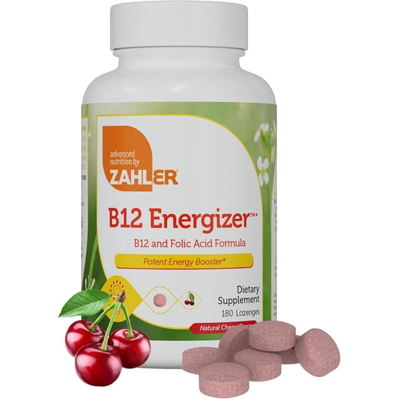 Zahler B12 Energizer 5000 MCG Natural Cherry Flavor, Certified Kosher, Vitamin B12, 180 Lozenges – B12 Vitamins, Potent Energy Supplement