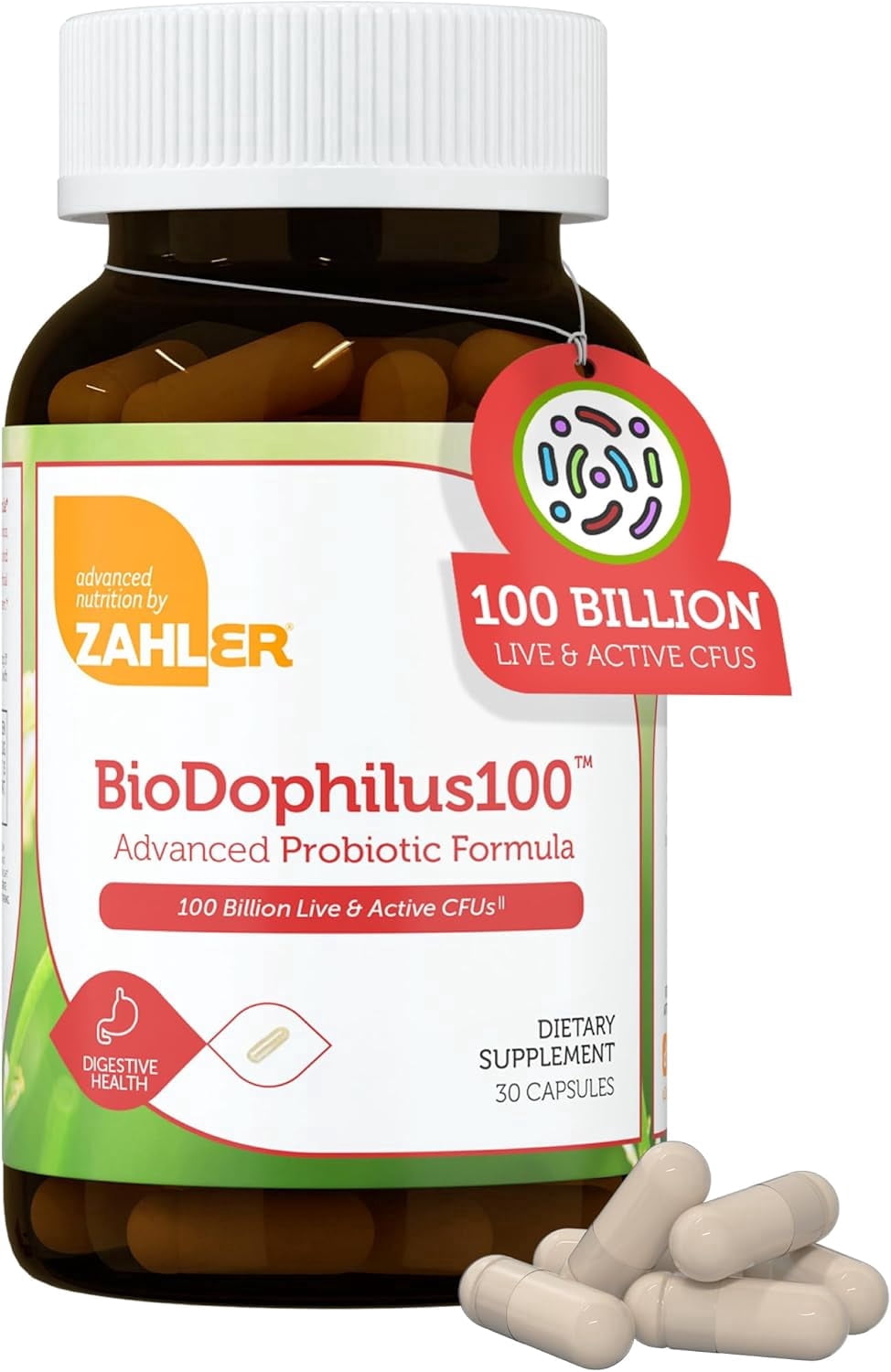 Zahler BioDophilus100, Advanced Probiotic Formula, 100 Billion CFU, 30 Capsules, Probiotic, Probiotics, Probiotic Supplement
