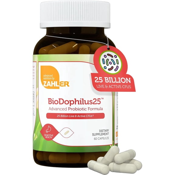 Zahler BioDophilus25, Advanced Probiotic Formula, 25 Billion CFU, 60 Capsules, Probiotic, Probiotics, Probiotic Supplement
