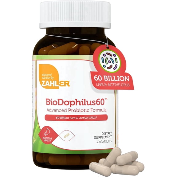 Zahler BioDophilus60, Advanced Probiotic Formula, 60 Billion CFU, 30 Capsules, Probiotic, Probiotics, Probiotic Supplement