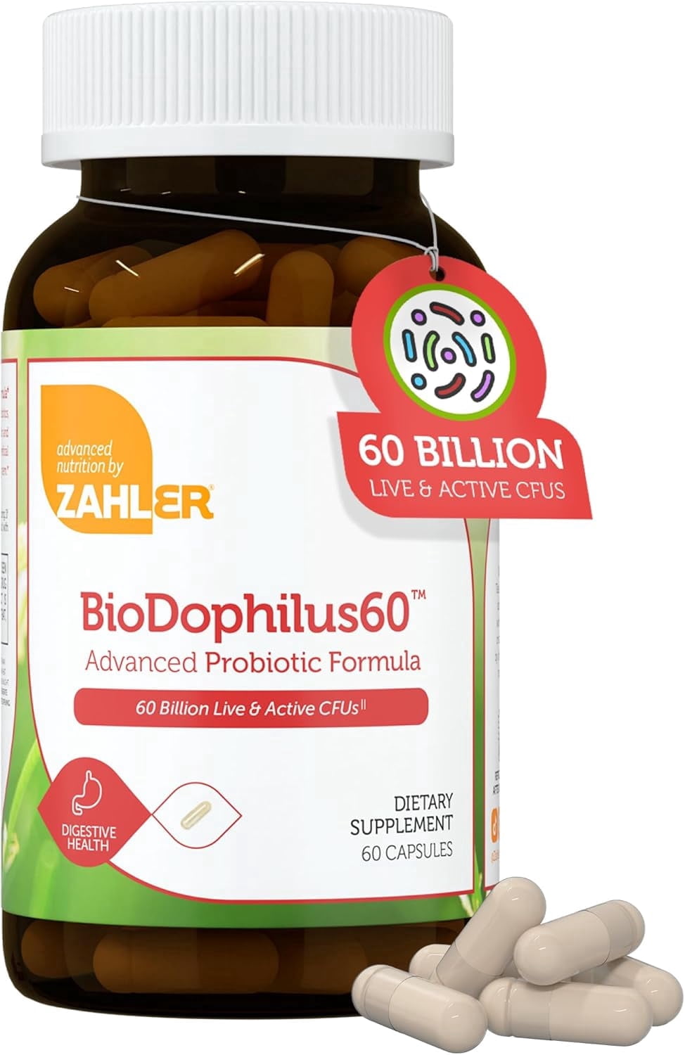 Zahler BioDophilus60, Advanced Probiotic Formula, 60 Billion CFU, 60 Capsules, Probiotic, Probiotics, Probiotic Supplement