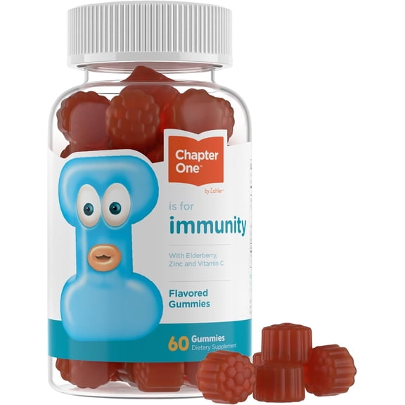 Zahler - Chapter One Immune Support Gummies for Kids with Vitamins C, Zinc & Black Elderberry (60 Flavored Gummies) Kosher Immunity Vitamin C & Elderberry Gummies for Kids & Adults - Made in USA