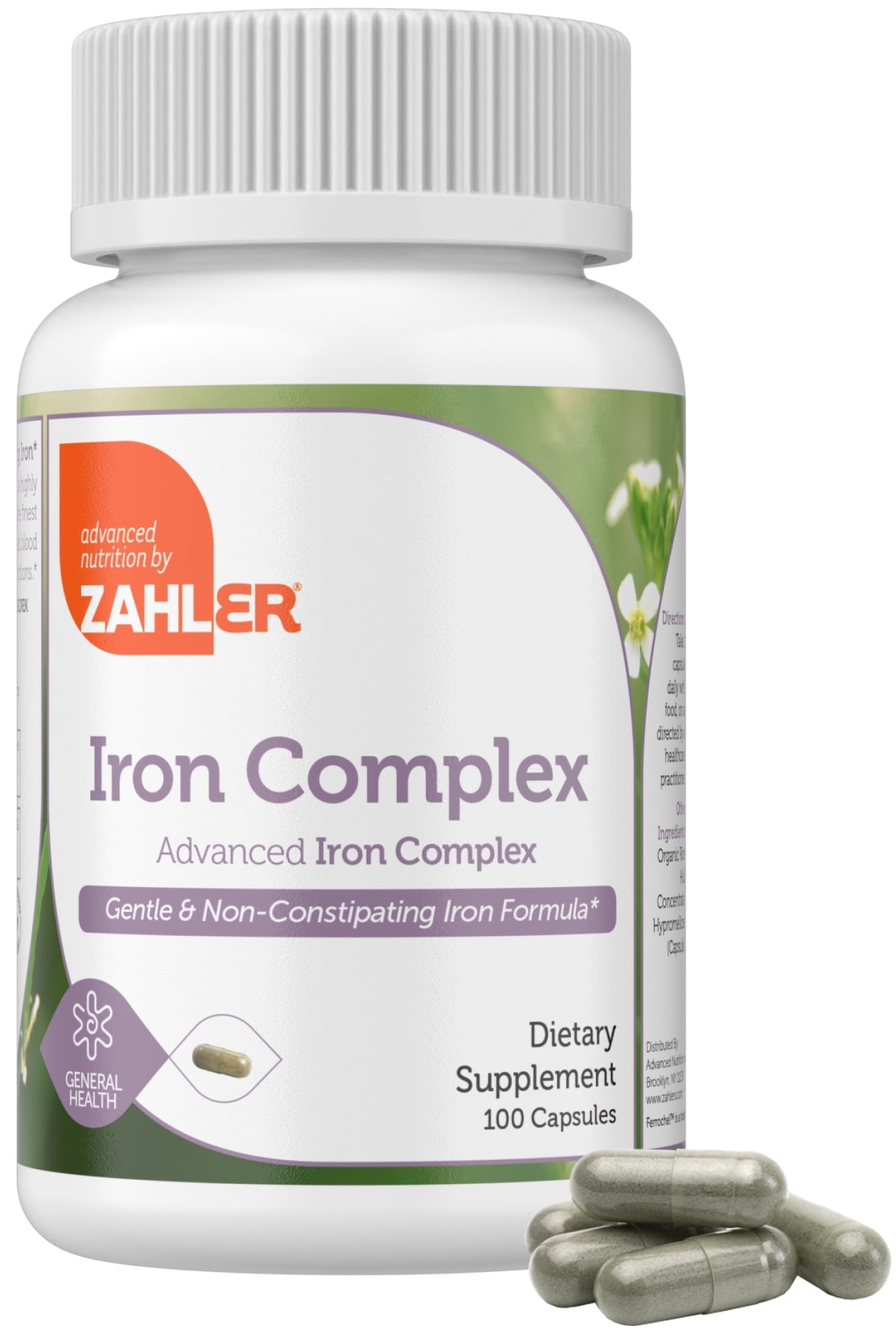 Zahler Iron Supplement with Vitamin C, 100 Capsules, High Absorption Iron Vitamins for Women & Men, Gentle Iron Tablets for Daily Nutrition