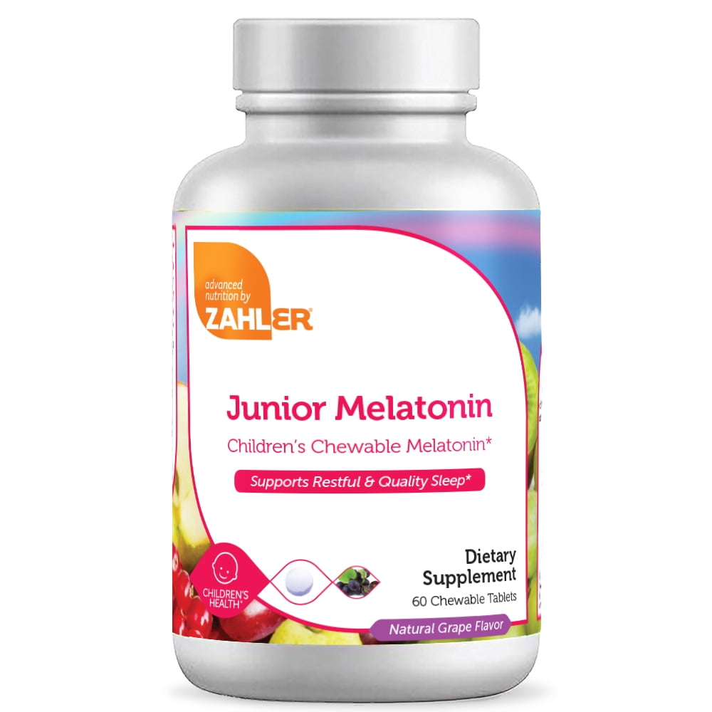 Zahler Kids Melatonin 1mg Chewable, FastActing Sleep Support Supplement for Children, Kosher