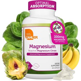 Zahler Magnesium Citrate 200 mg Capsules, Magnesium Supplements for Muscle & Nerve Function, Bioactive Magnesium, 60 Capsules