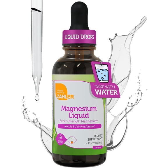 Zahler Magnesium Liquid Super-Strength, Ionic Magnesium Supplement for Muscle & Relaxation, 4 FL OZ, Magnesium Supplements, Unflavored