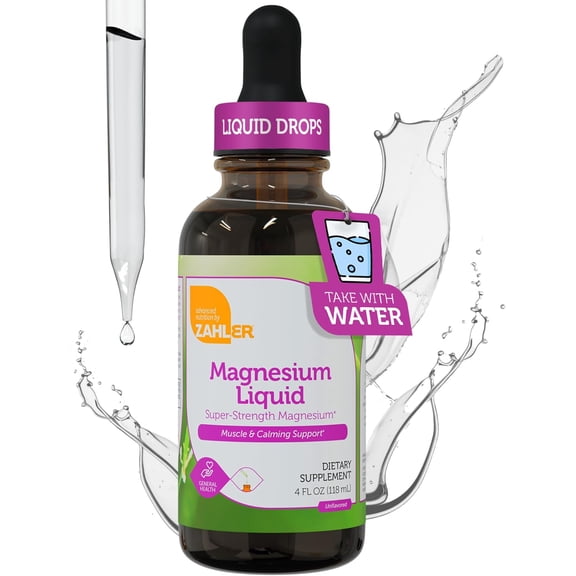 Zahler Magnesium Liquid Super-Strength Magnesium Muscle Calming Support, 4 FL OZ. Unflavored.