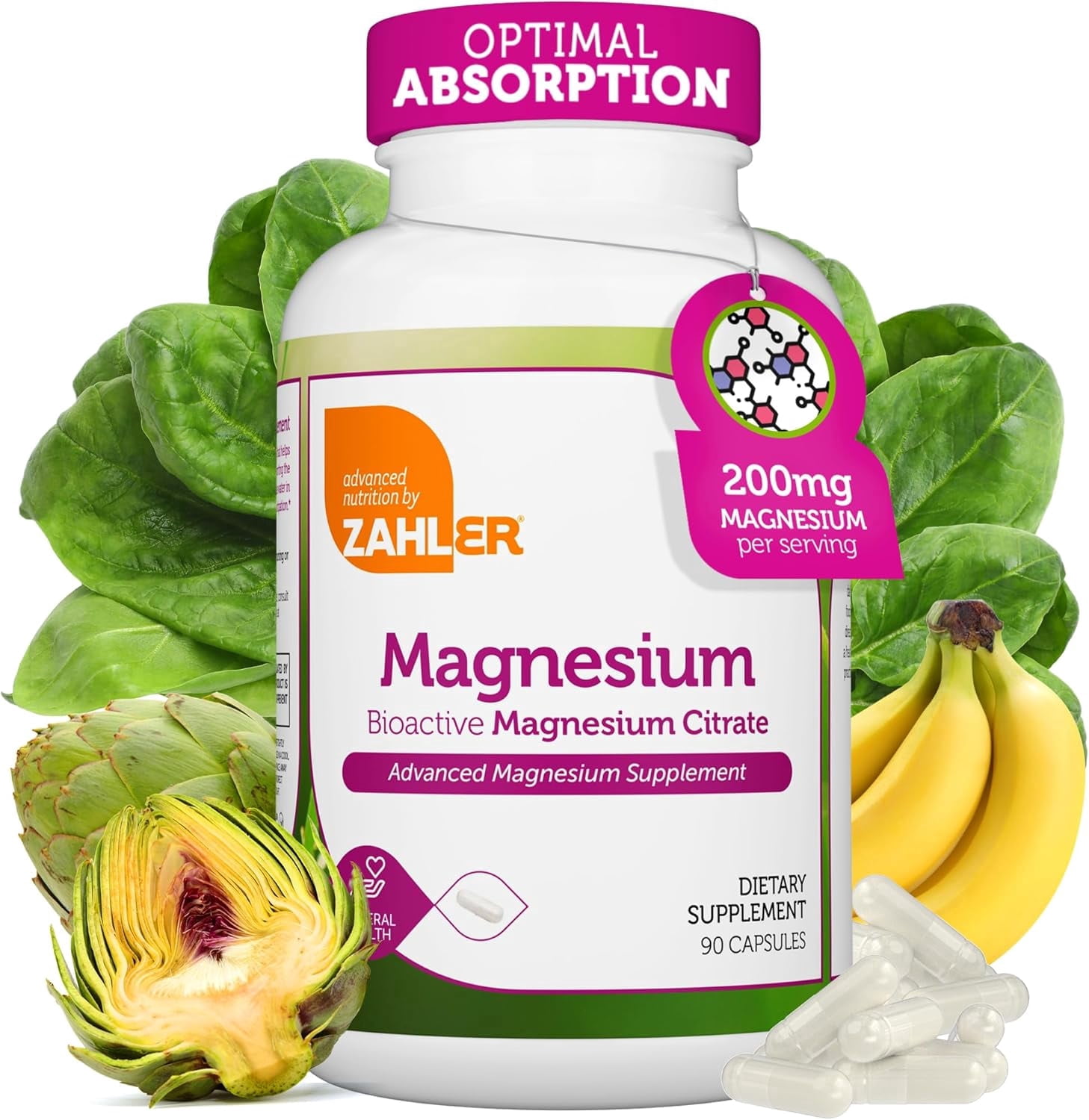 Zahler Magnesium Supplement Capsules 200 mg, Bioactive Magnesium ...