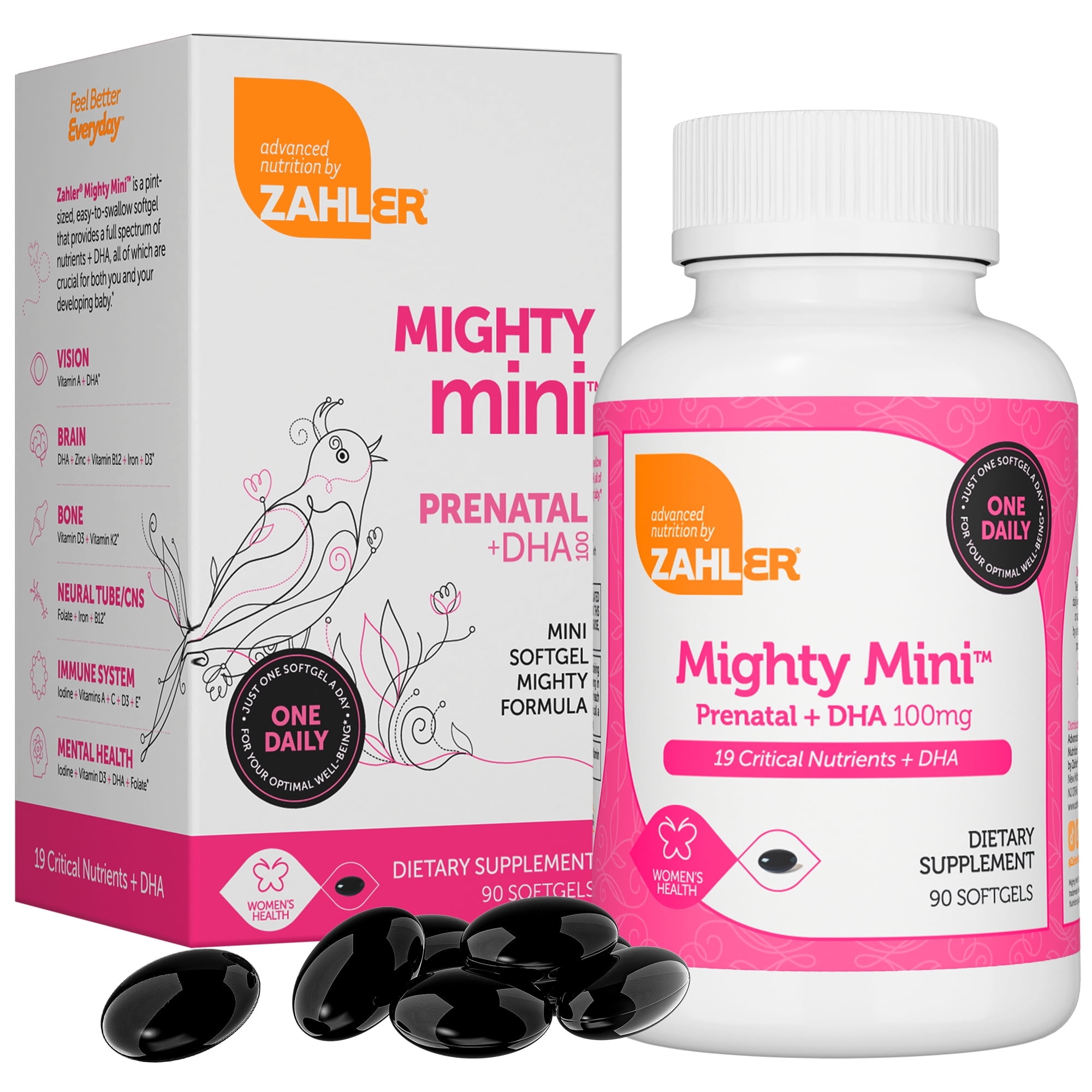 Zahler Mighty Mini Prenatal Vitamin with DHA & Folate, 90 Softgels, Multivitamins for Women, Prenatal Support, Pregnancy Vitamins