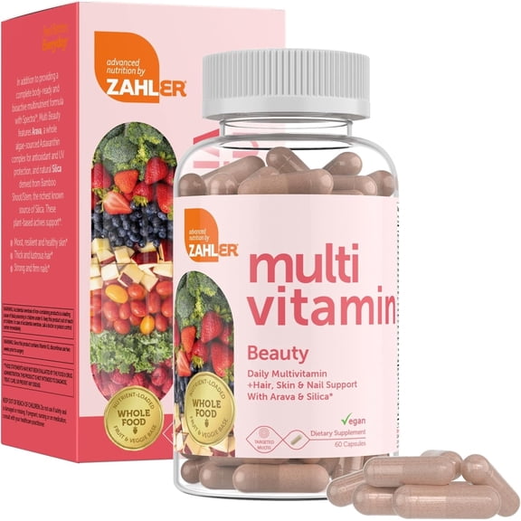 Zahler Multivitamin Beauty Skin Hair and Nails Biotin Vitamins, Hair and Nail Vitamins, Biotin Supplements for Women, 60 Capsules