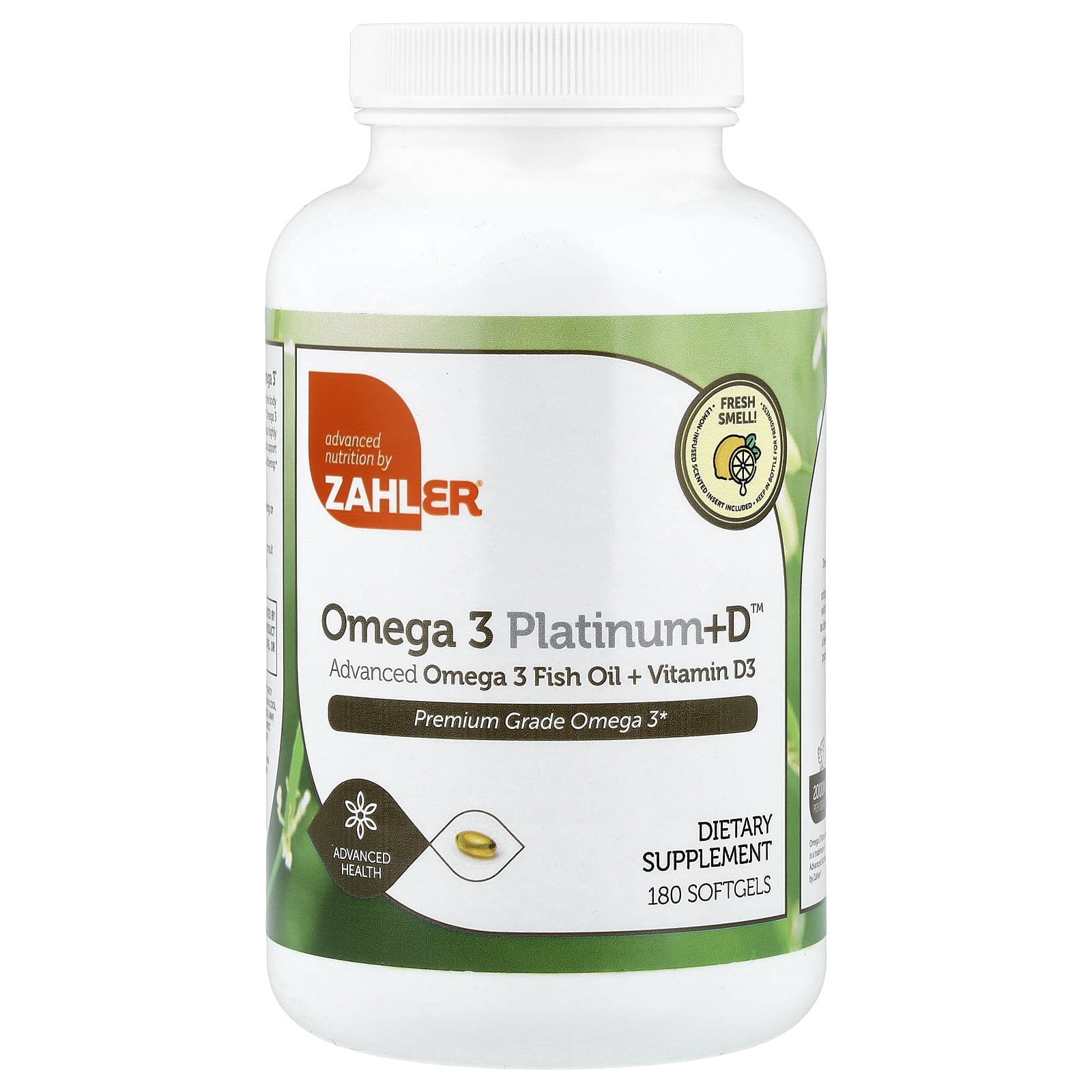 Zahler Omega 3 Platinum + D, 180 Softgels, Omega 3, Omega 3 Fish Oil, Omega & Fish Oil Omega 3 Dietary Supplement with Vitamin D