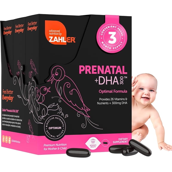 Zahler Prenatal DHA, Prenatal Vitamins for Mother and Child, Certified Kosher, 180 Count