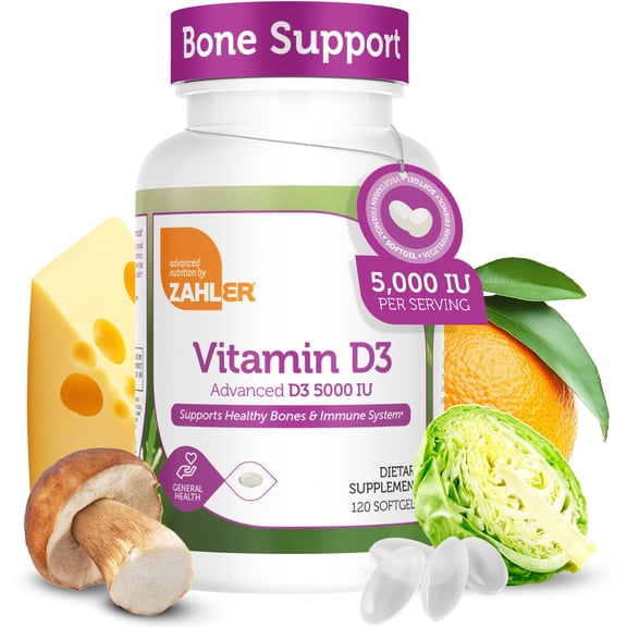 Zahler Vitamin D3 5,000 IU, 120 Softgels, Advanced D3 Formula, Immune Support, Bone, Muscle & Teeth Health, All-Natural Vitamin D Supplement