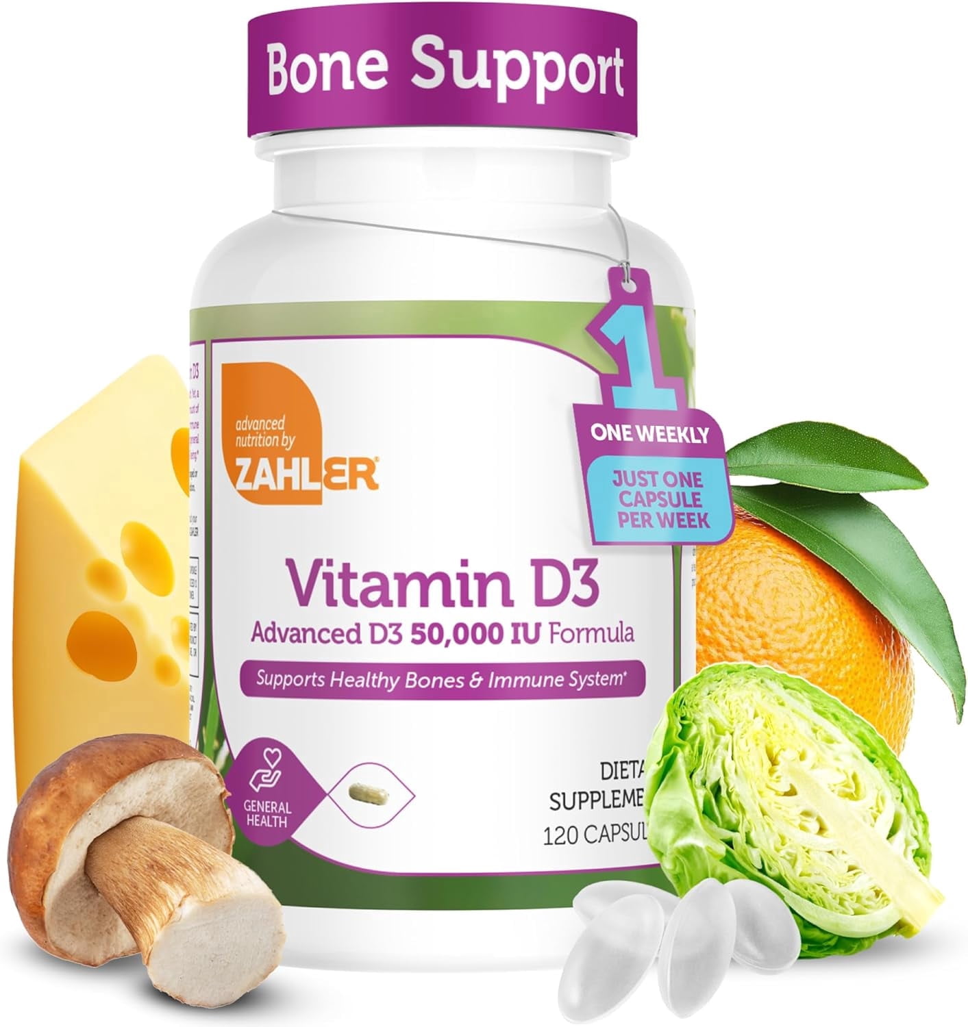 Zahler Vitamin D3 50,000 IU, 120 Capsules, Advanced D3 Formula, Immune Support, Bone & Muscle Health, High Potency Vitamin D Supplement