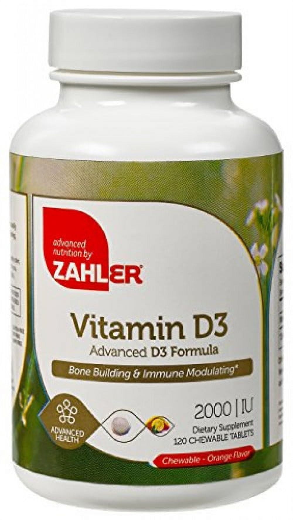 Zahler Vitamin D3 Orange Flavor 2000 IU 120 Chewable Tablets
