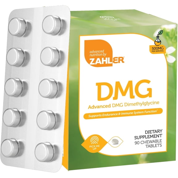 Zahler DMG 500mg - DMG Dimethylglycine Supplement for Endurance & Immune System Support - DMG Supplements with Amino Acid Glycine - Nootropic Brain Supplement - Kosher 1 a Day Tablets 90 Count