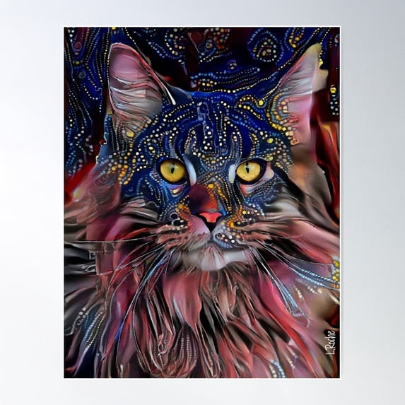Zaho, Cat, Kitty, Cat, Chat, Lea Roche Paintings Poster Wall Art, Modern Wall Decor For Living Room Bedroom, 24x36 UNFRAMED