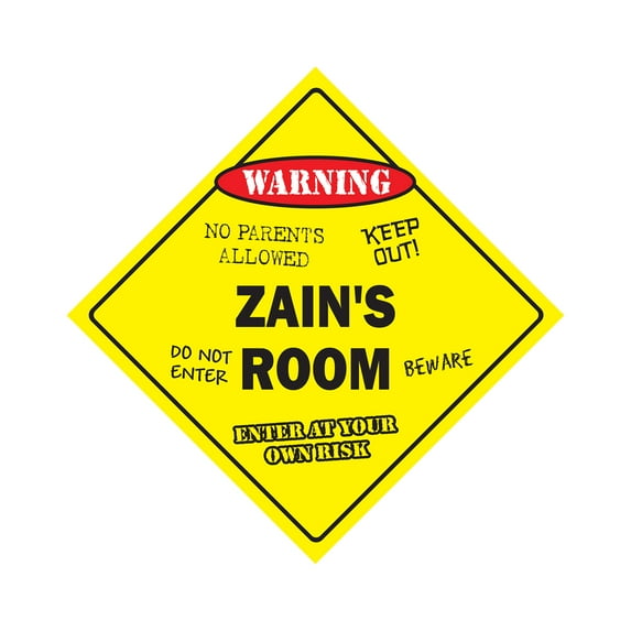 Zain's Room Sign Crossing Zone Xing | Indoor/Outdoor | 12" Tall kids bedroom decor door children's name boy girl