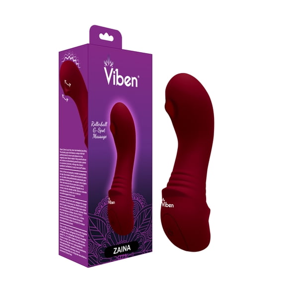 Viben Zaina Mini Rechargeable Splashproof Silicone Rollerball G-Spot Vibrator, Ruby