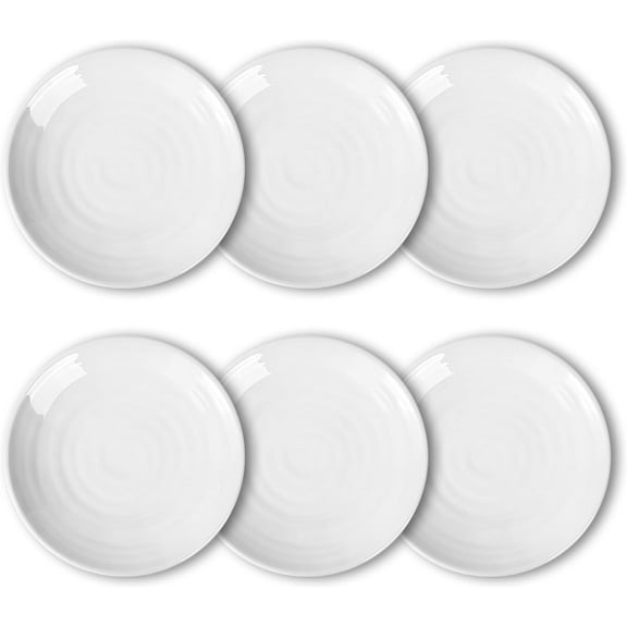 Zainca 11 inch Melamine Dinner Plates Dinnerware Dish, Shatter Resistant, Dishwasher Safe, set of 6 White