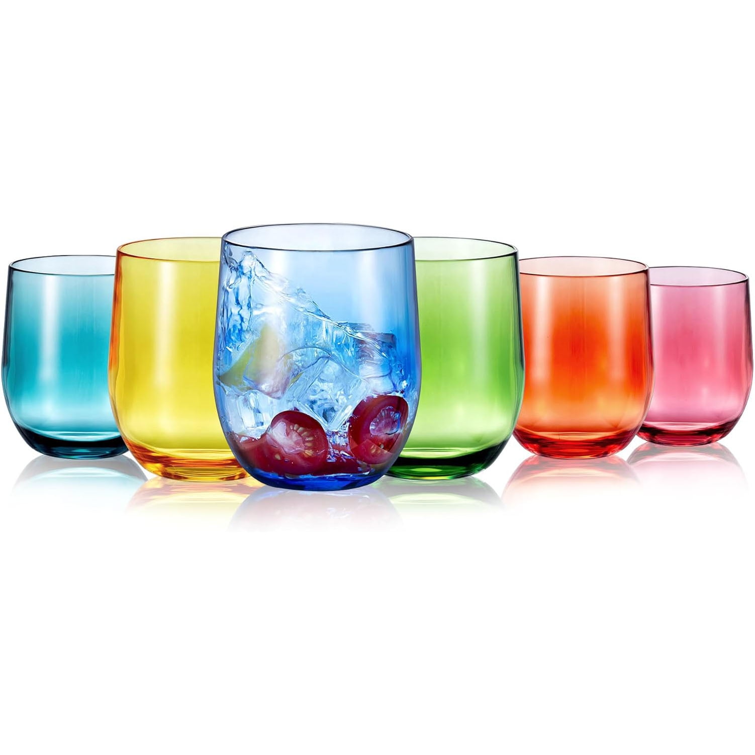 Zainca 14-ounce Plastic Stemless Wine Glasses, All Purpose Acrylic Glasses,  set of 6 Clear - Walmart.com