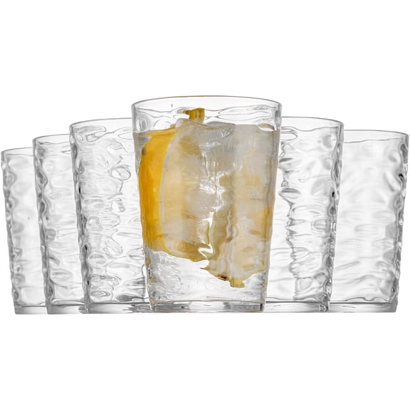 Zainca 14-ounce Plastic Tumblers, Acrylic Drinking Glasses High-Balls, set of 6 Clear