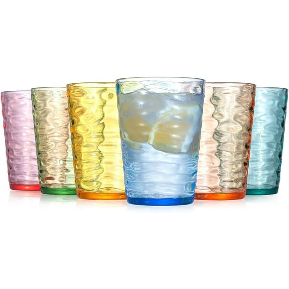 Zainca 14-ounce Plastic Tumblers, Acrylic Drinking Glasses High-Balls, set of 6 Multicolor