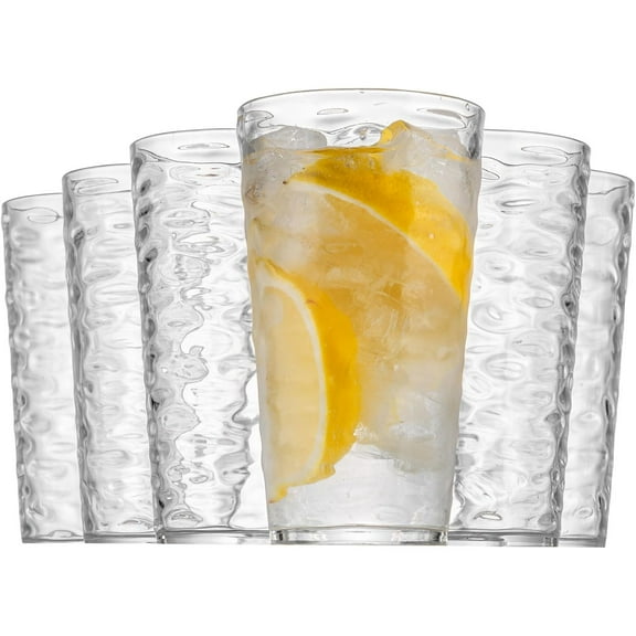 Zainca 20-ounce Plastic Tumblers, Acrylic Drinking Glasses High-Balls, set of 6 Clear