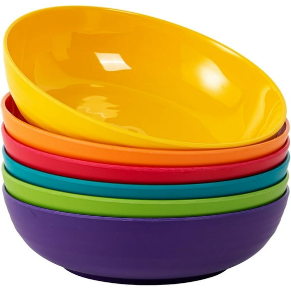 Zainca 8-inch Melamine Bowl, 40-ounce Salad/Pasta/Dinner Bowl, Set of 6 Multicolor