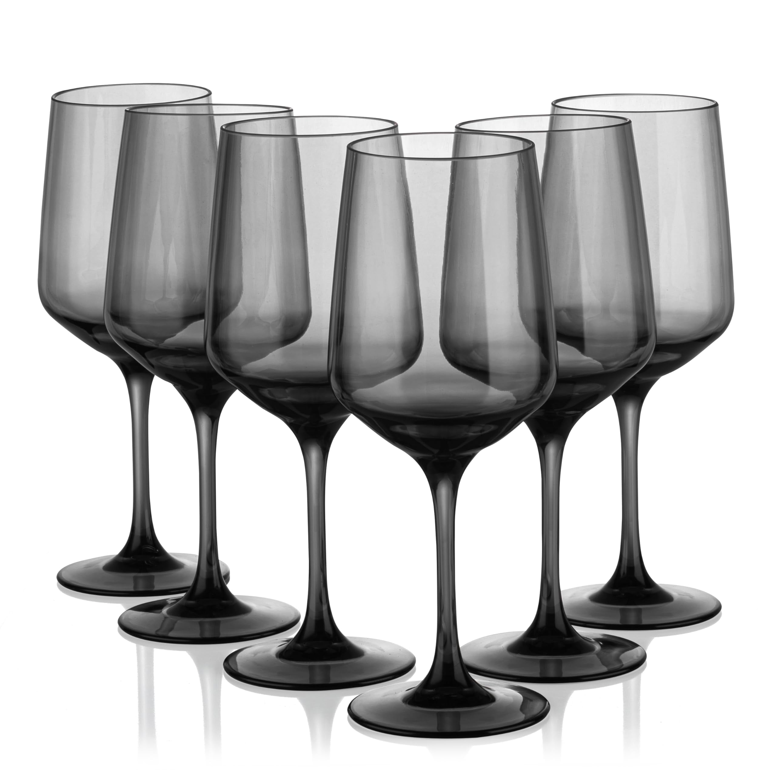 Zainca Unbreakable Classic 18 ounce All-Purpose Plastic Stem Wine Glasses Acrylic Glasses, Set of 6 Grey