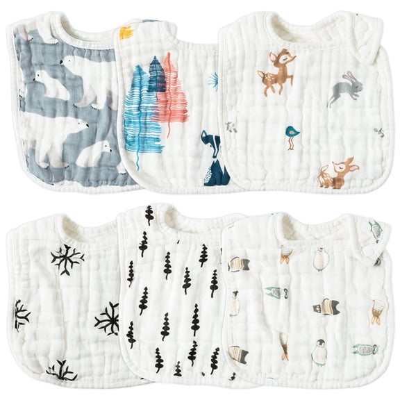 Laffact 6 Pack Cotton Baby Bib, Adjustable, 6-12 Months