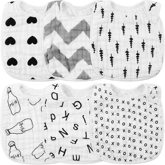 MALLMALL6 Snap Cotton Bibs,Love Heart Tree Pattern, 6Counts