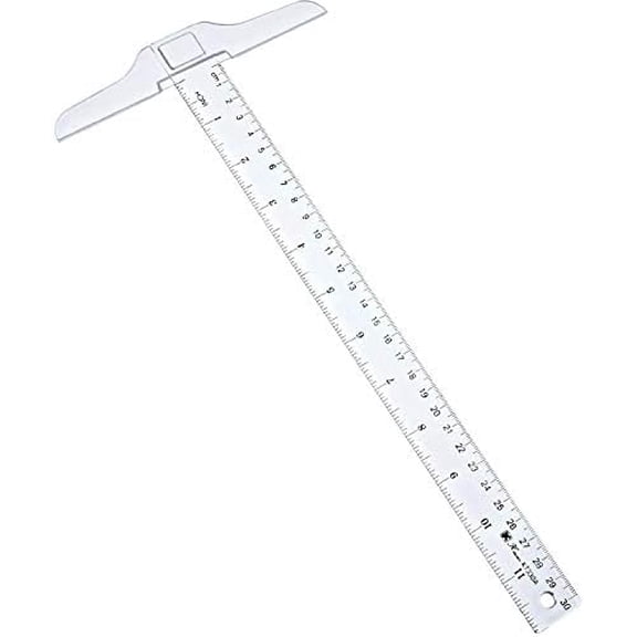 Zaioo 1 Pcs 12 Inch/ 30 cm T-Square Ruler Plastic Transparent T-Ruler for Drafting and General Layout Work