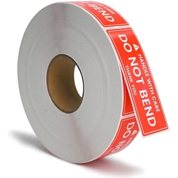 Zaioo 1x3 Inches Handle with Care - Do Not Bend - Thank You Self Adhesive Shipping Warning Labels 1000 Stickers Per Roll